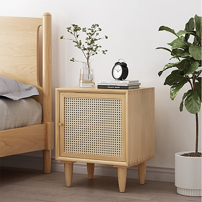Tableau Rattan Bedside Table, Solid Wood-Weilai Concept-Oak-Weilai Concept