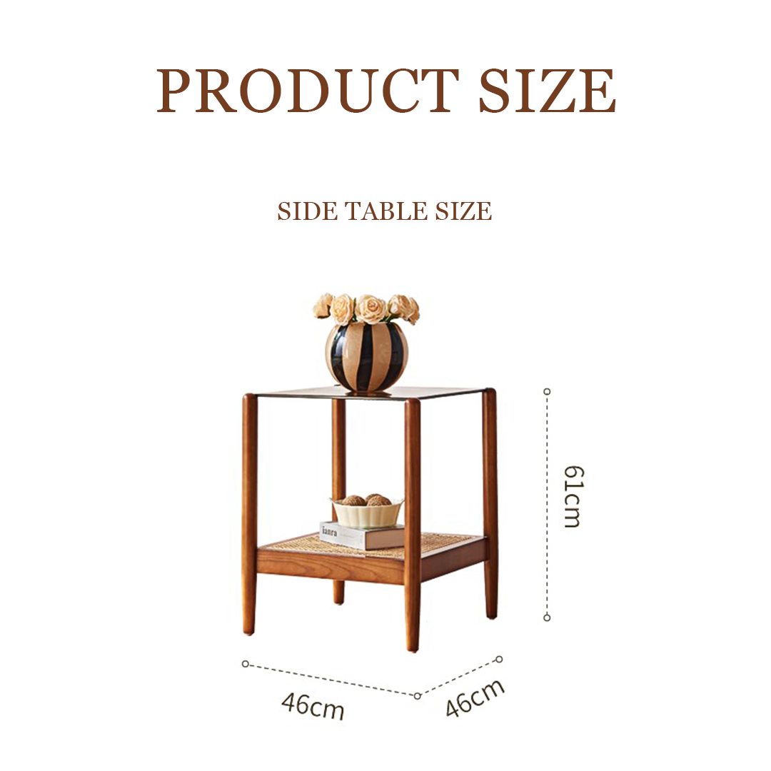 Pamela Wood Coffee Table, Rattan-Weilai Concept-Side Table 46x46cm-Weilai Concept