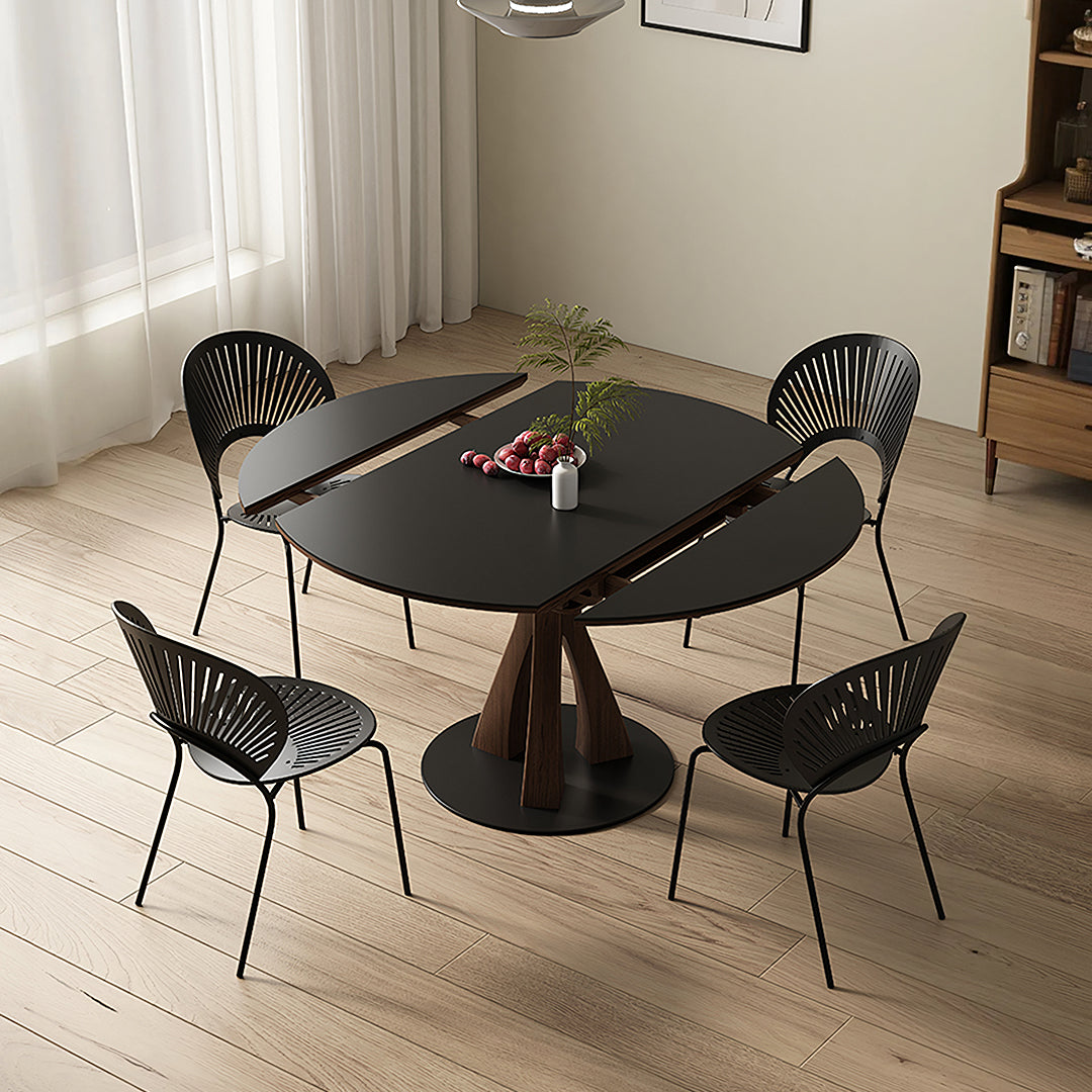 Caruso Round Folding Dining Table, Sintered Stone, Black