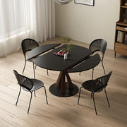 Caruso Round Folding Dining Table, Sintered Stone, Black