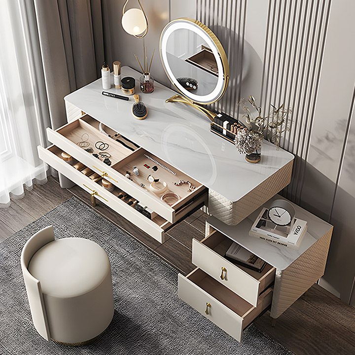 Prestigio Dressing Table With LED Mirror, Cream-Weilai Concept-Weilai Concept