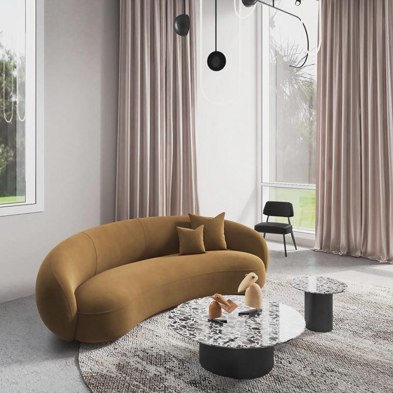 Romelia Three Seater Curved Sofa, Velvet-Weilai Concept-Weilai Concept