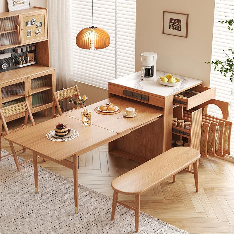 Kacey Extendable Dining Table Set, Storage, Solid Wood-Weilai Concept-Weilai Concept