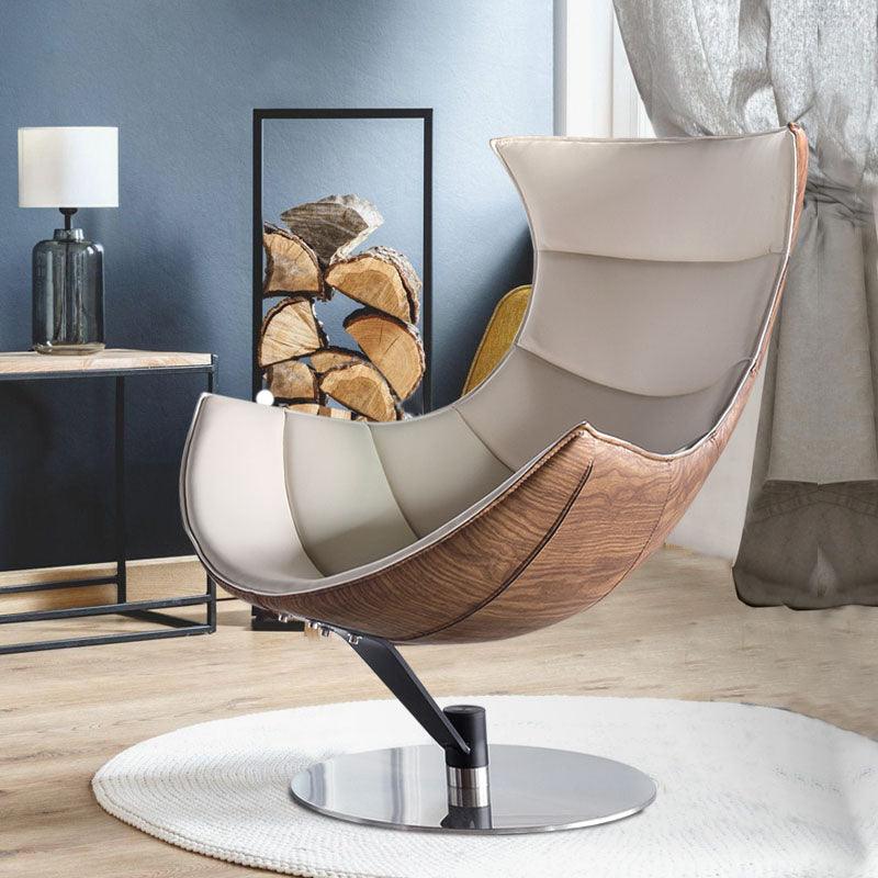 Lobster Lounge Chair With Ottoman, Walnut Texture, Armchair-Weilai Concept-Weilai Concept