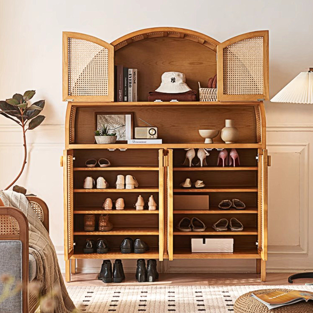 Eisha Rattan Shoe Storage, Cupboard, Solid Wood-Weilai Concept-Weilai Concept