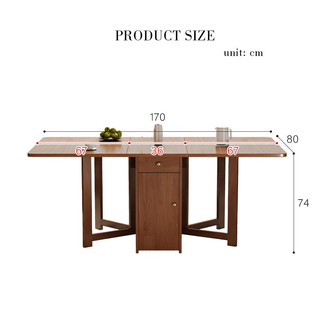 Salgado Folding Dining Table With Storage, Solid Wood