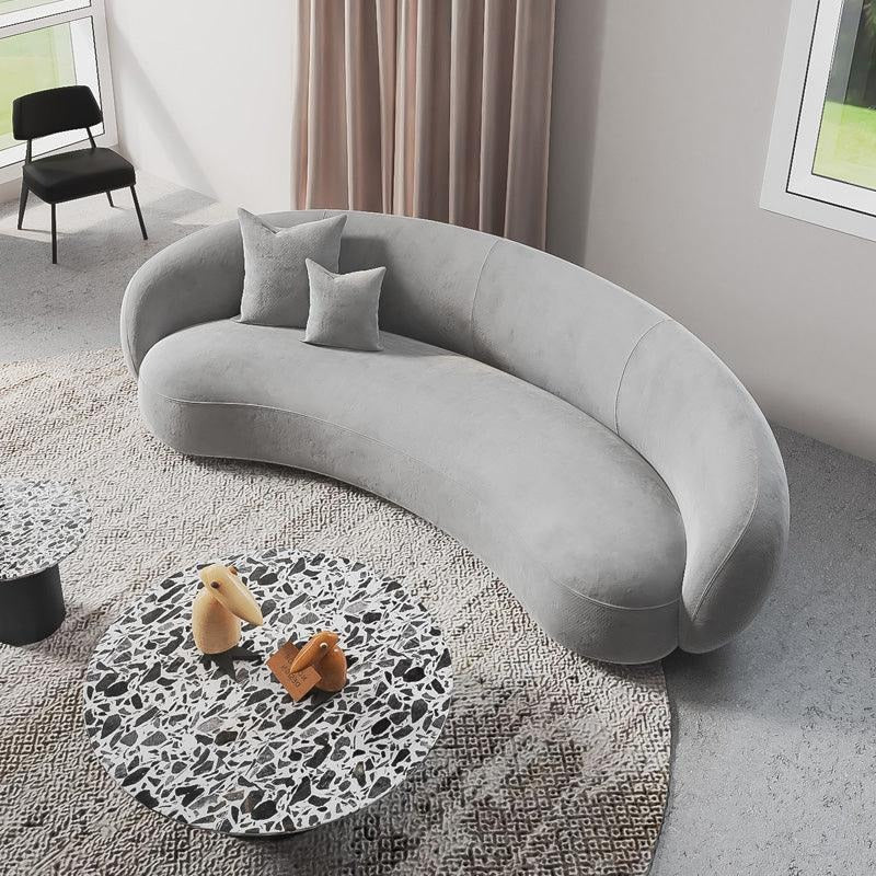Romelia Three Seater Curved Sofa, Velvet-Weilai Concept-Grey-Weilai Concept