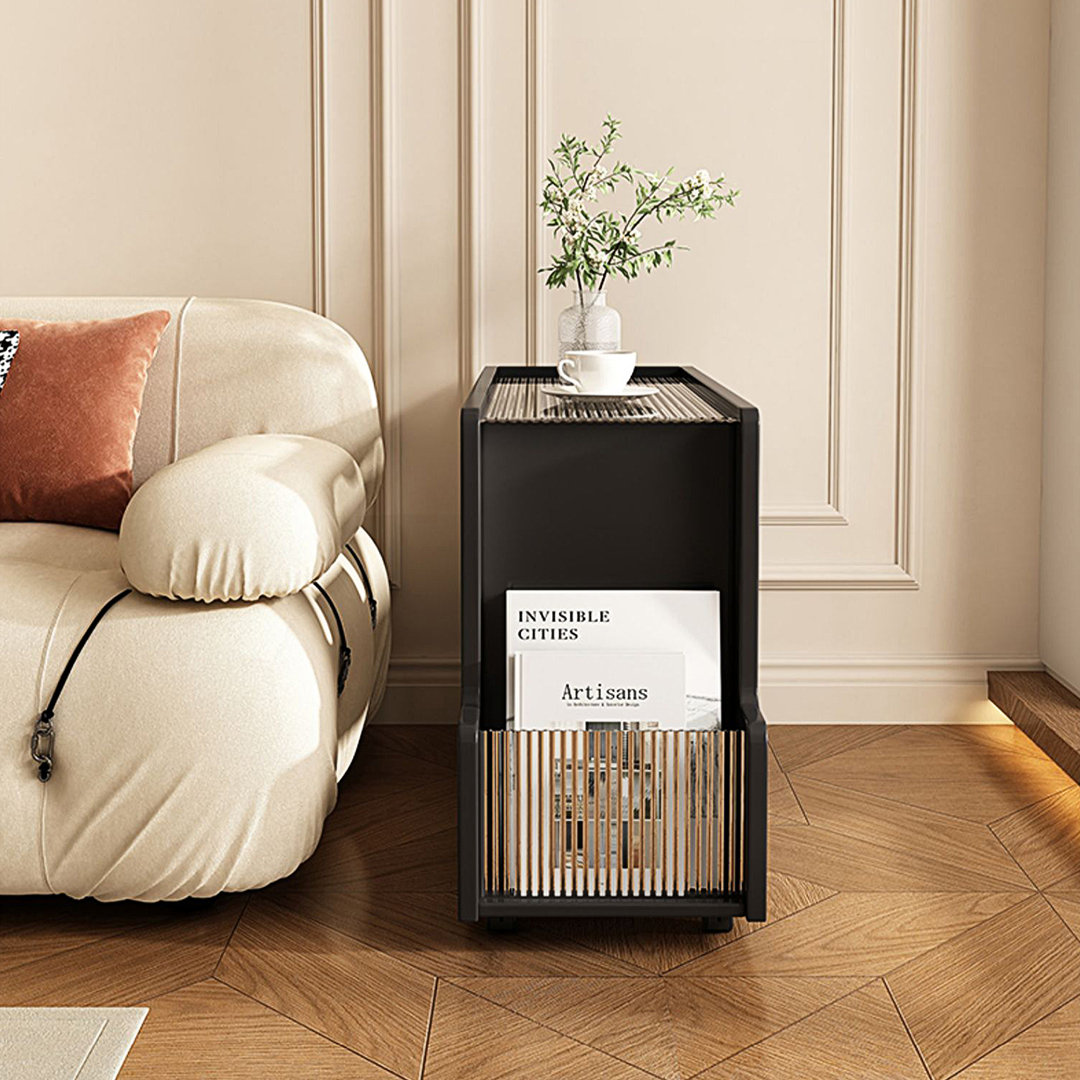 Thaddeus Trolley Style Side Table, Wood-Weilai Concept-Weilai Concept