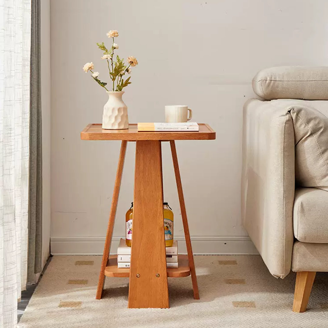 Eva Dne Side Table With Storage, Solid Wood-Weilai Concept-Weilai Concept