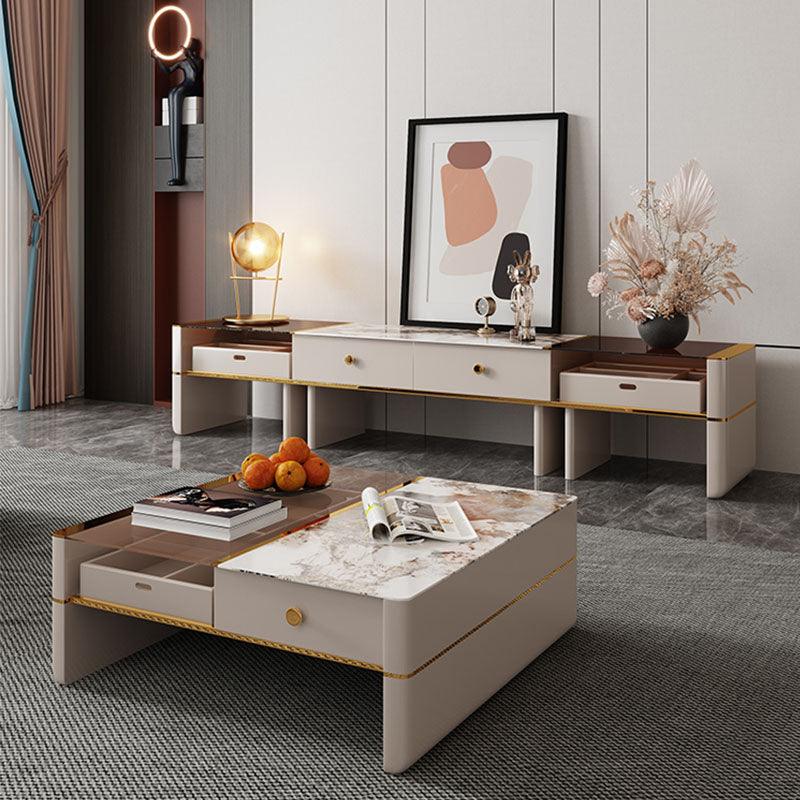 Coz Regid Square Coffee Table With TV Stand-Weilai Concept-Weilai Concept