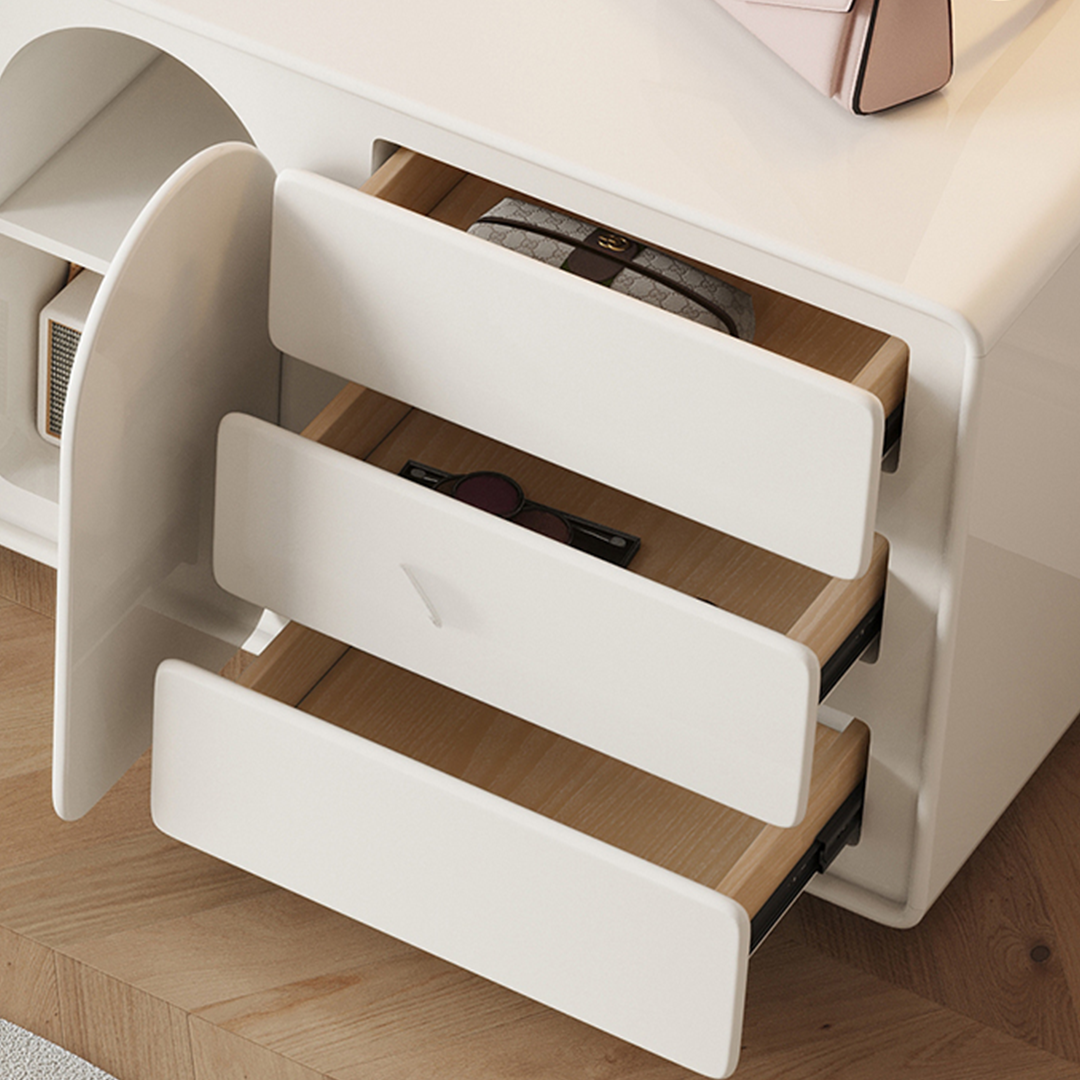 Zenith Dressing Table With Sideboard & LED Mirror, Cream-Weilai Concept-Weilai Concept