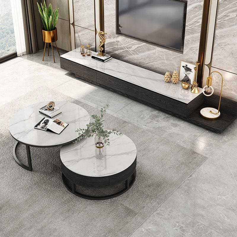 Gibs Nesting Coffee Table With TV Stand Set, Sintered Stone-Weilai Concept-Weilai Concept