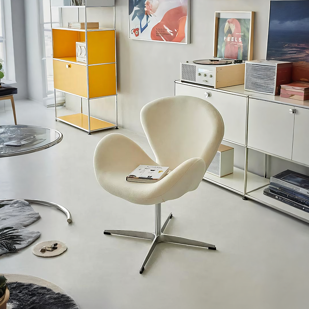 Tane Swivel Office Chair, Cream Flannelette-Weilai Concept-Weilai Concept