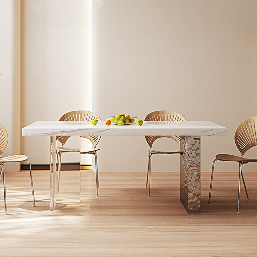 Madison Creamy Dining Table, Sintered Stone & Acrylic-Weilai Concept-Weilai Concept