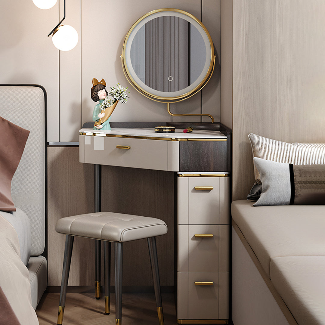 Amigo Small Corner Dressing Table, Slimline Dressing Table, With LED Mirror-Weilai Concept-Weilai Concept