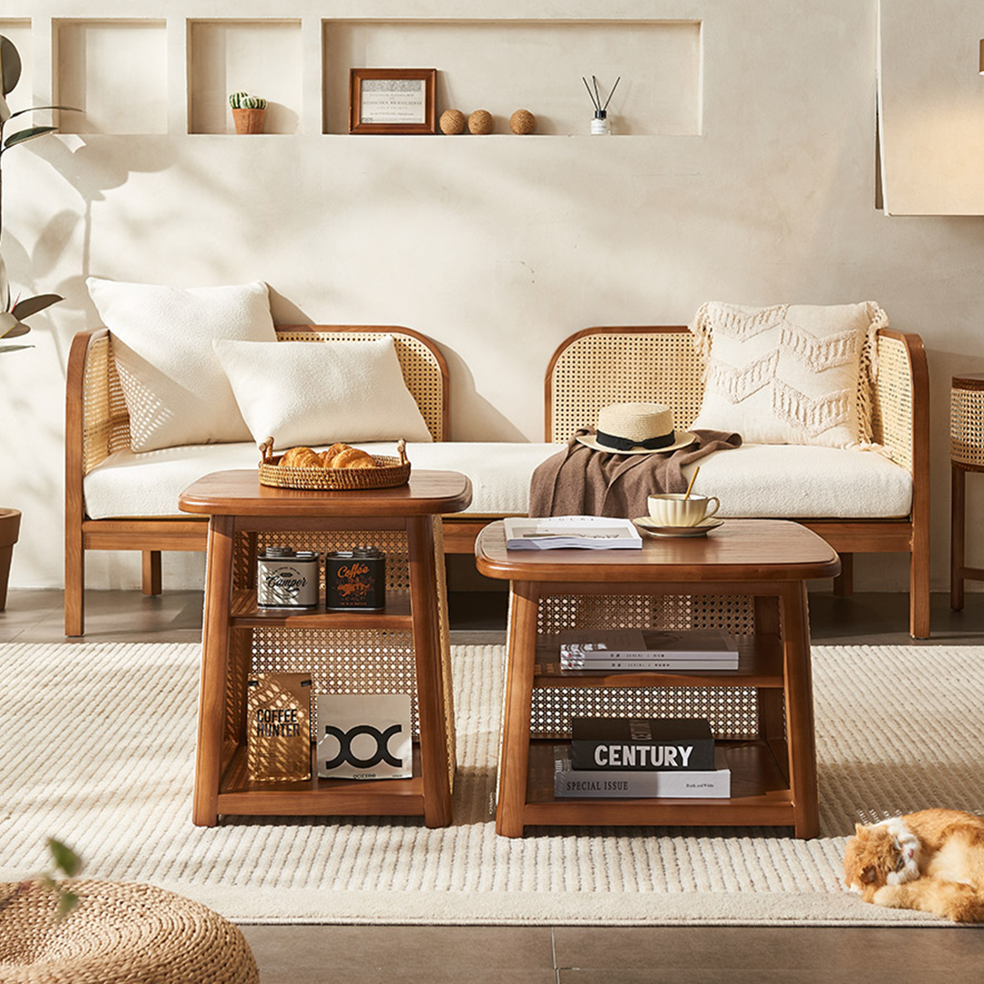 Nordic Square Coffee Table Set, Rattan-Weilai Concept-Weilai Concept