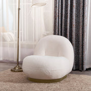 Gubi Pacha Swivel Accent Chair, Boucle With Gold Base