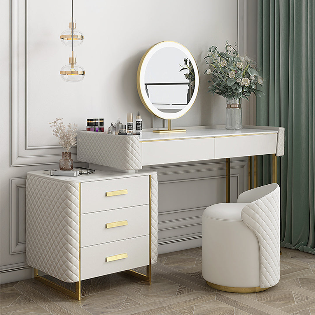 Duran Dressing Table With LED Mirror, Cream-Weilai Concept-Weilai Concept