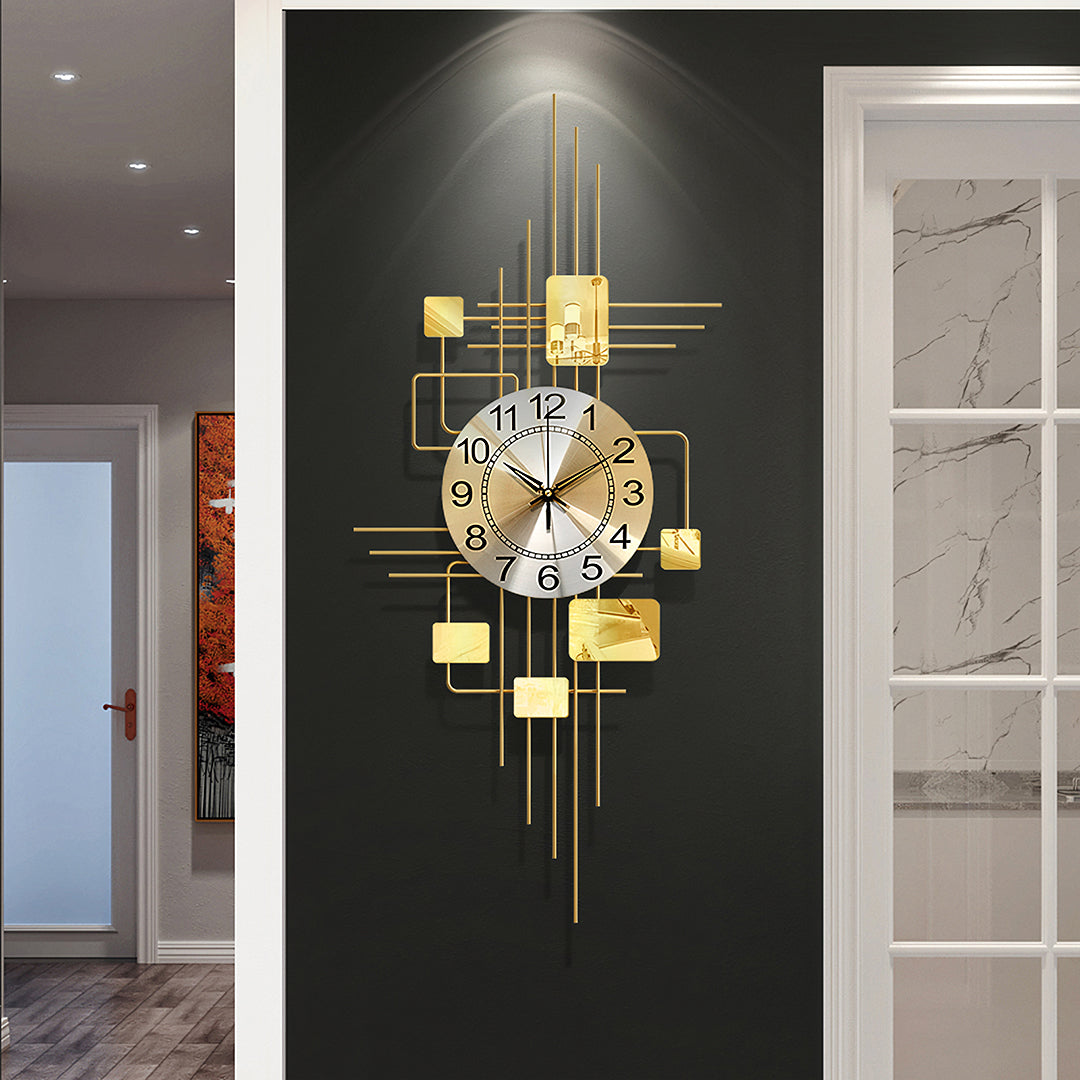 Park Art Deco Wall Clock, Silent Clock, Vertical, Gold-Weilai-Weilai Concept
