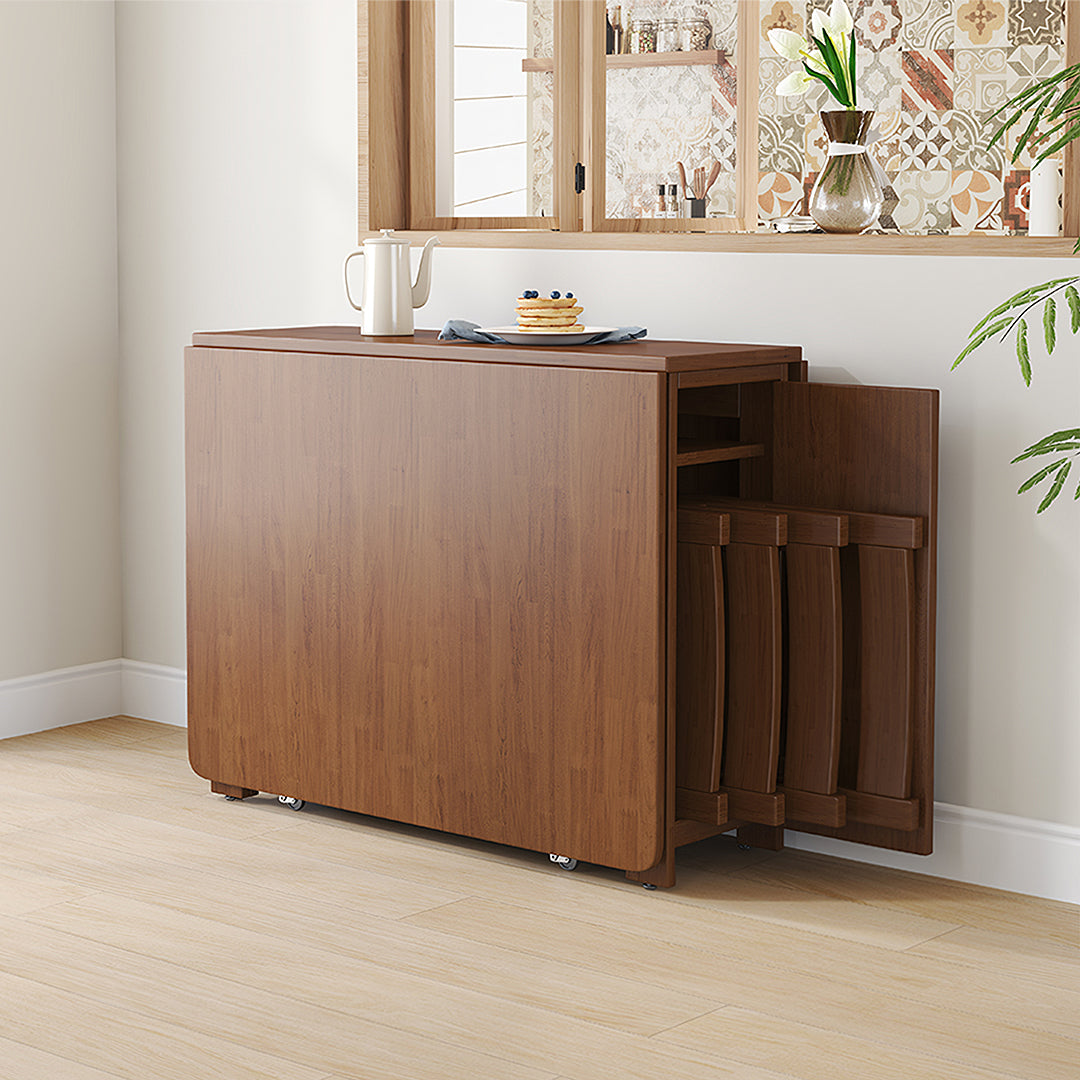 Salgado Folding Dining Table With Storage, Solid Wood