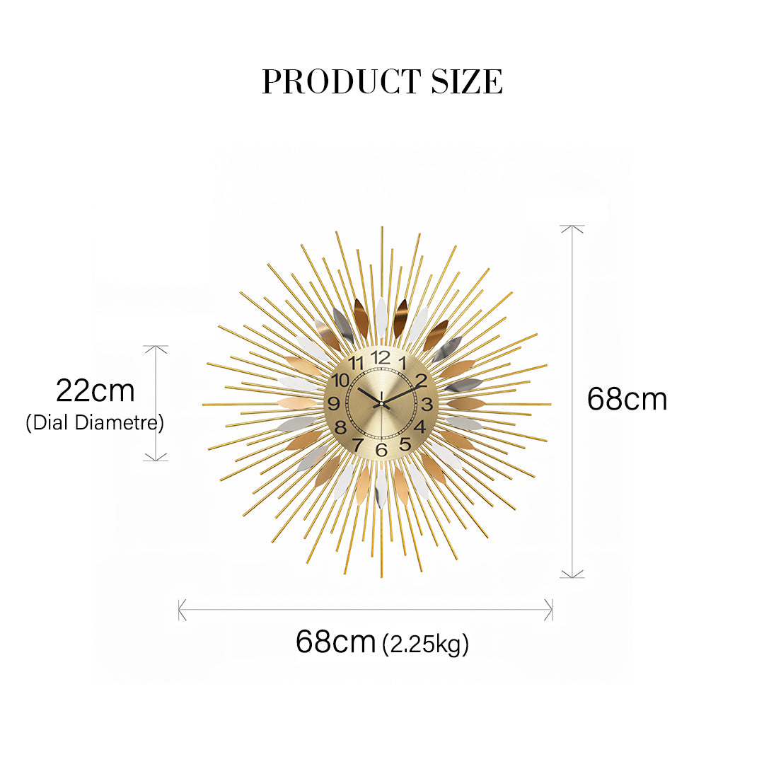 Miller Round Art Deco Wall Clock, Silent Clock, Gold & Silver-Weilai-Weilai Concept