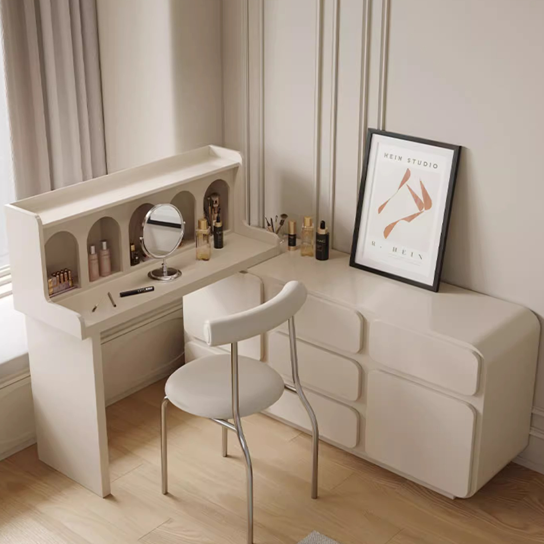 Qwincy Dressing Table With Sideboard, Black, Cream-Weilai Concept-Weilai Concept