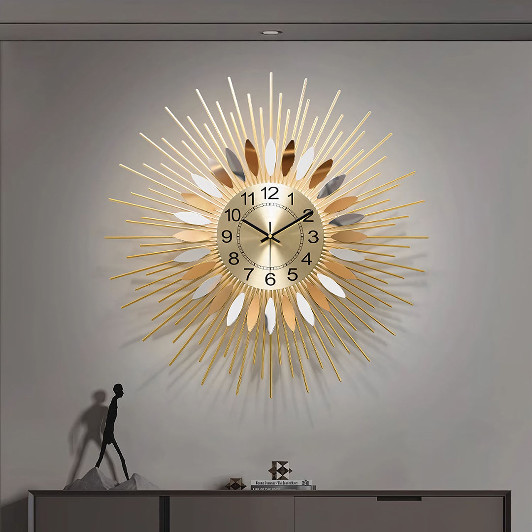 Miller Round Art Deco Wall Clock, Silent Clock, Gold & Silver-Weilai-Weilai Concept