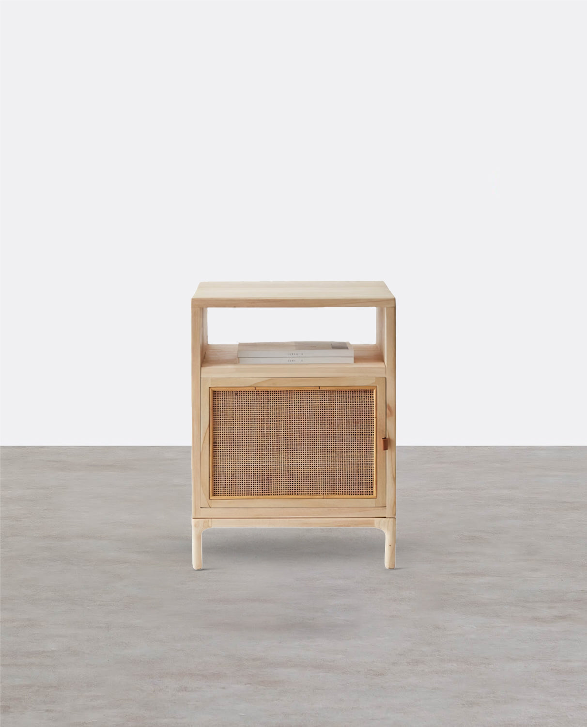 Cane Mini Side Table, Natural Rattan & Ash Esche Wood