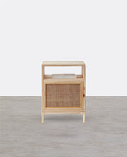 Cane Mini Side Table, Natural Rattan & Ash Esche Wood