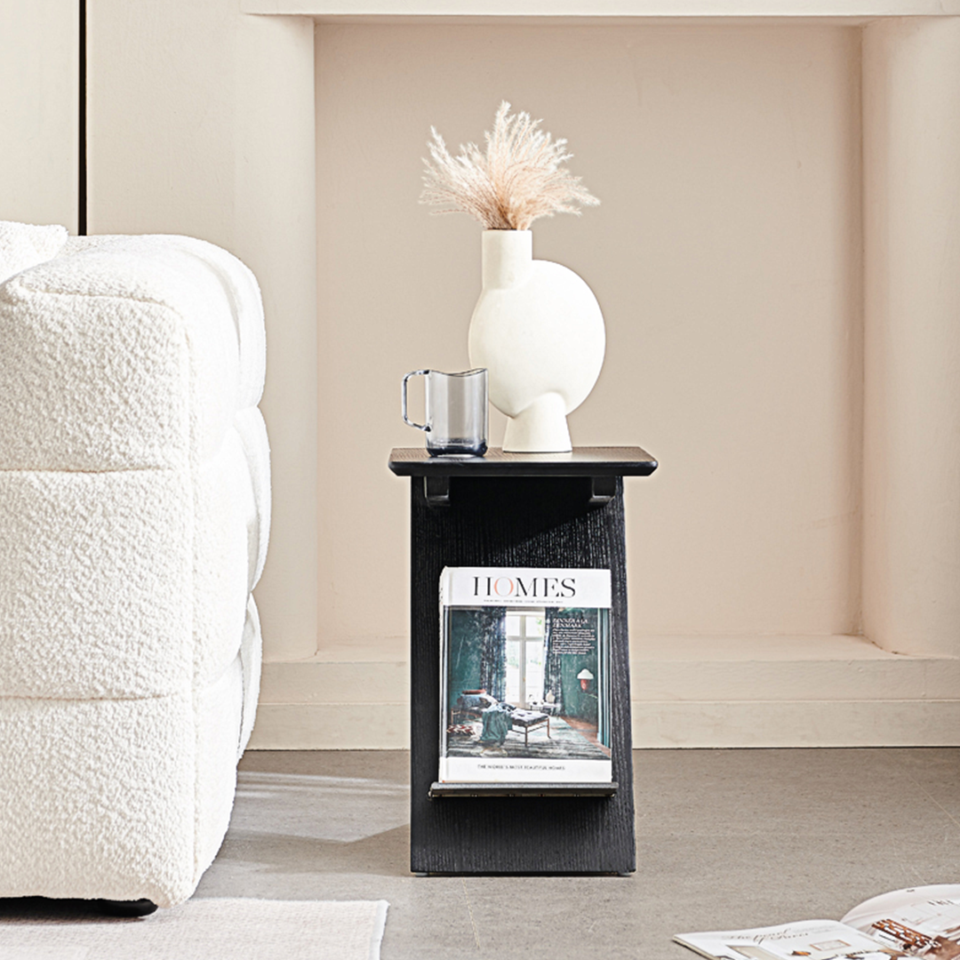 Adrian Side Table With Magazine Rack, Solid Wood-Weilai Concept-Weilai Concept