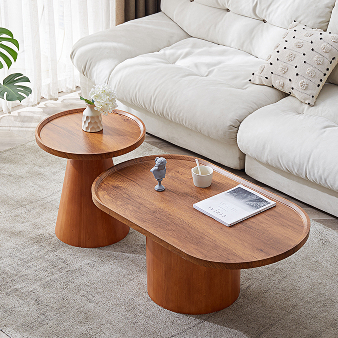 Osric Mid Century Coffee Table Set-Weilai Concept-Cherrywood-Weilai Concept