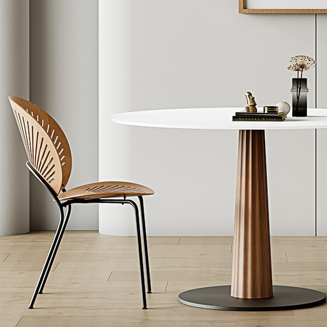 Anderson Small Round Dining Table, Sintered Stone & Solid Wood-Weilai Concept-Weilai Concept