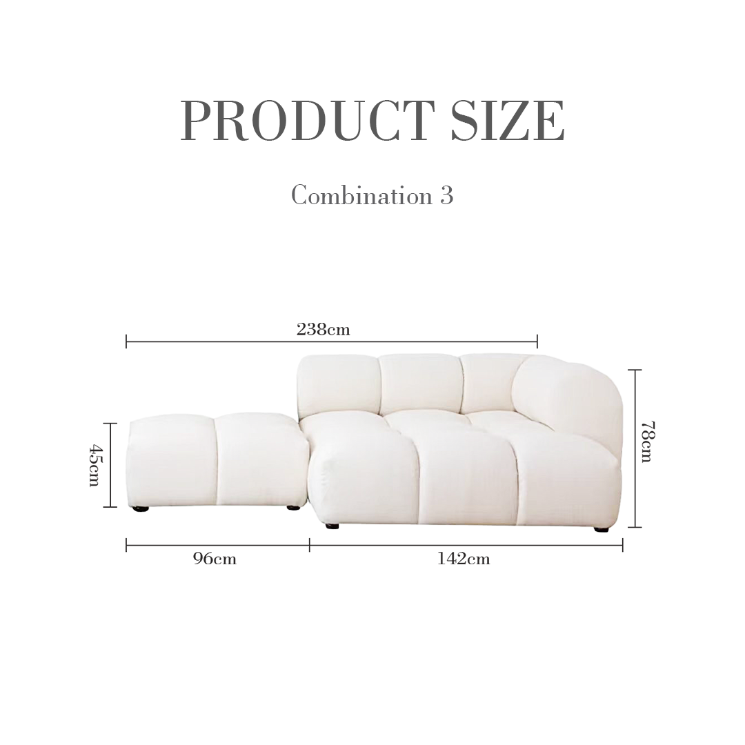 Lysander Velvet Module Three Seater, Four Seater, Five Seater Sofa, Corner Sofa, White-Weilai Concept-Weilai Concept