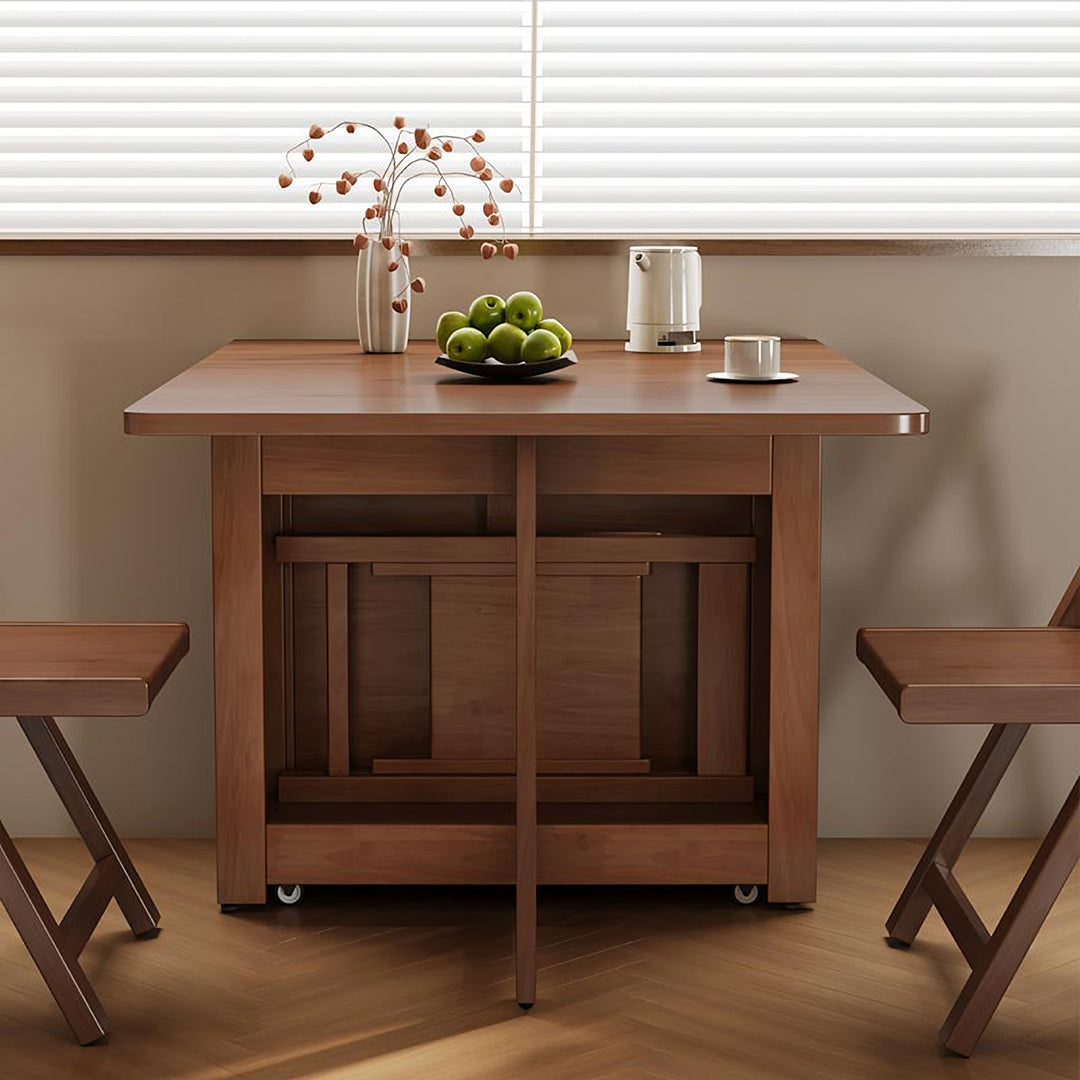 Salgado Folding Dining Table With Storage, Solid Wood