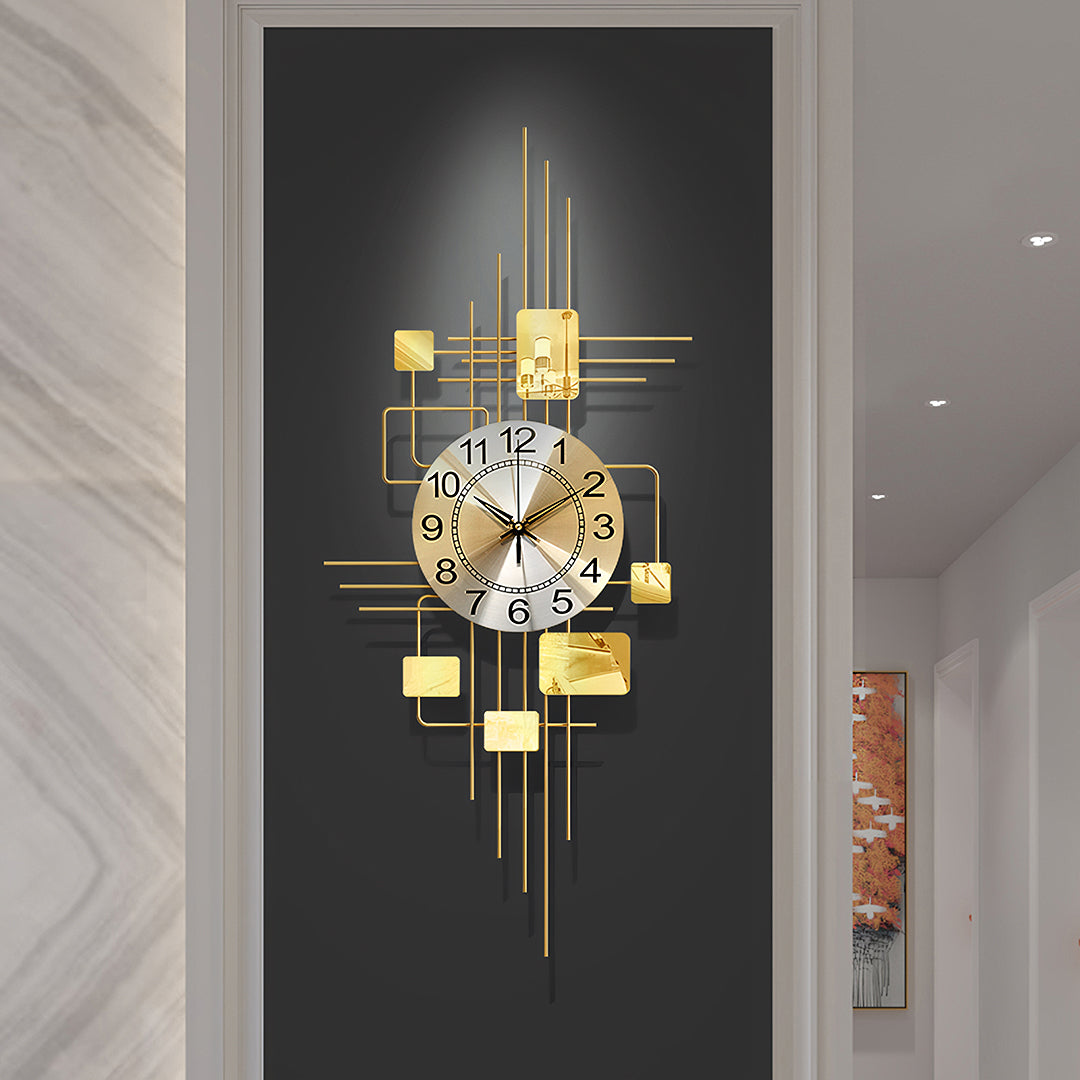 Park Art Deco Wall Clock, Silent Clock, Vertical, Gold-Weilai-Weilai Concept