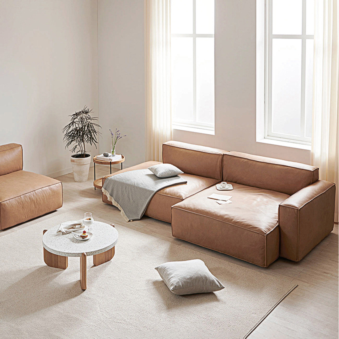 Lucian Four Seater Coner Sofa, Modular Sofa, Real Leather-Weilai Concept-Weilai Concept