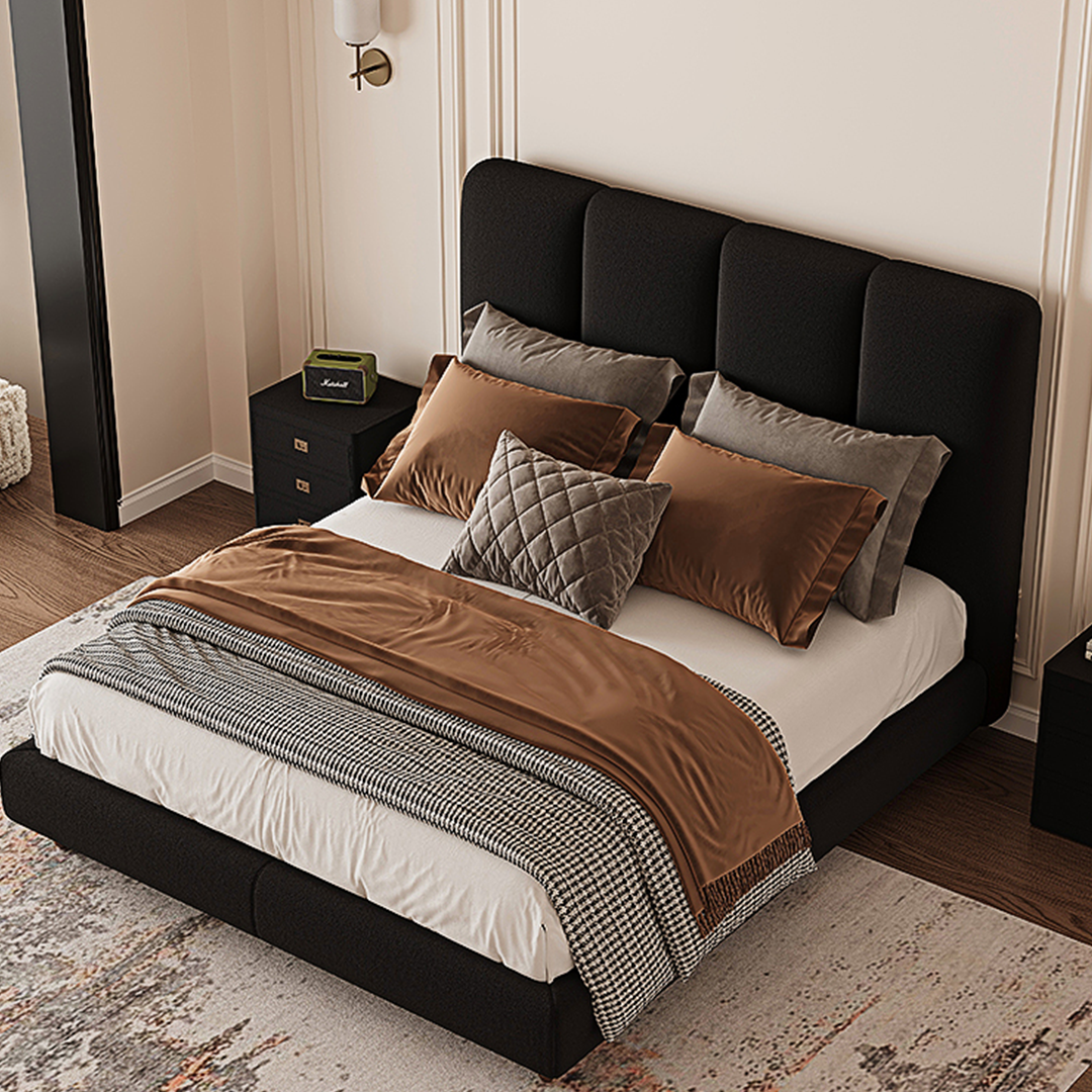 Lysander Double Bed, King Size Bed, Black-Weilai Concept-Weilai Concept