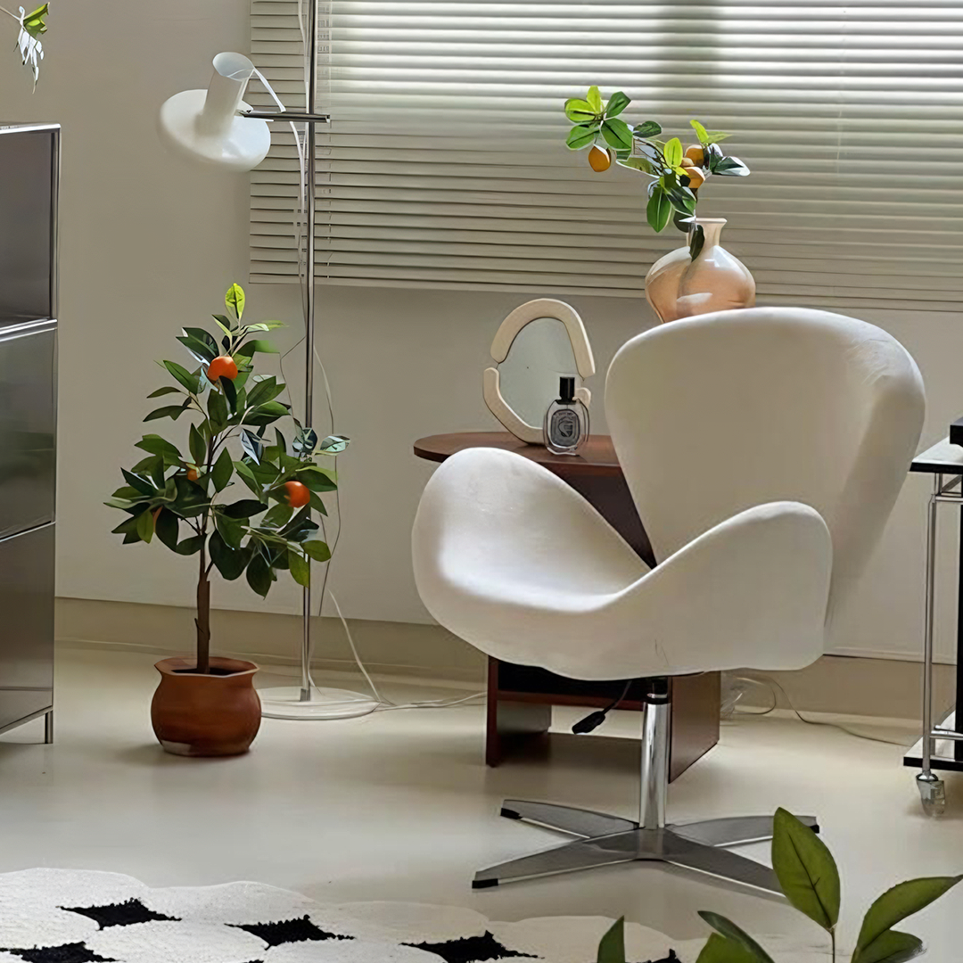 Tane Swivel Office Chair, Cream Flannelette-Weilai Concept-Weilai Concept