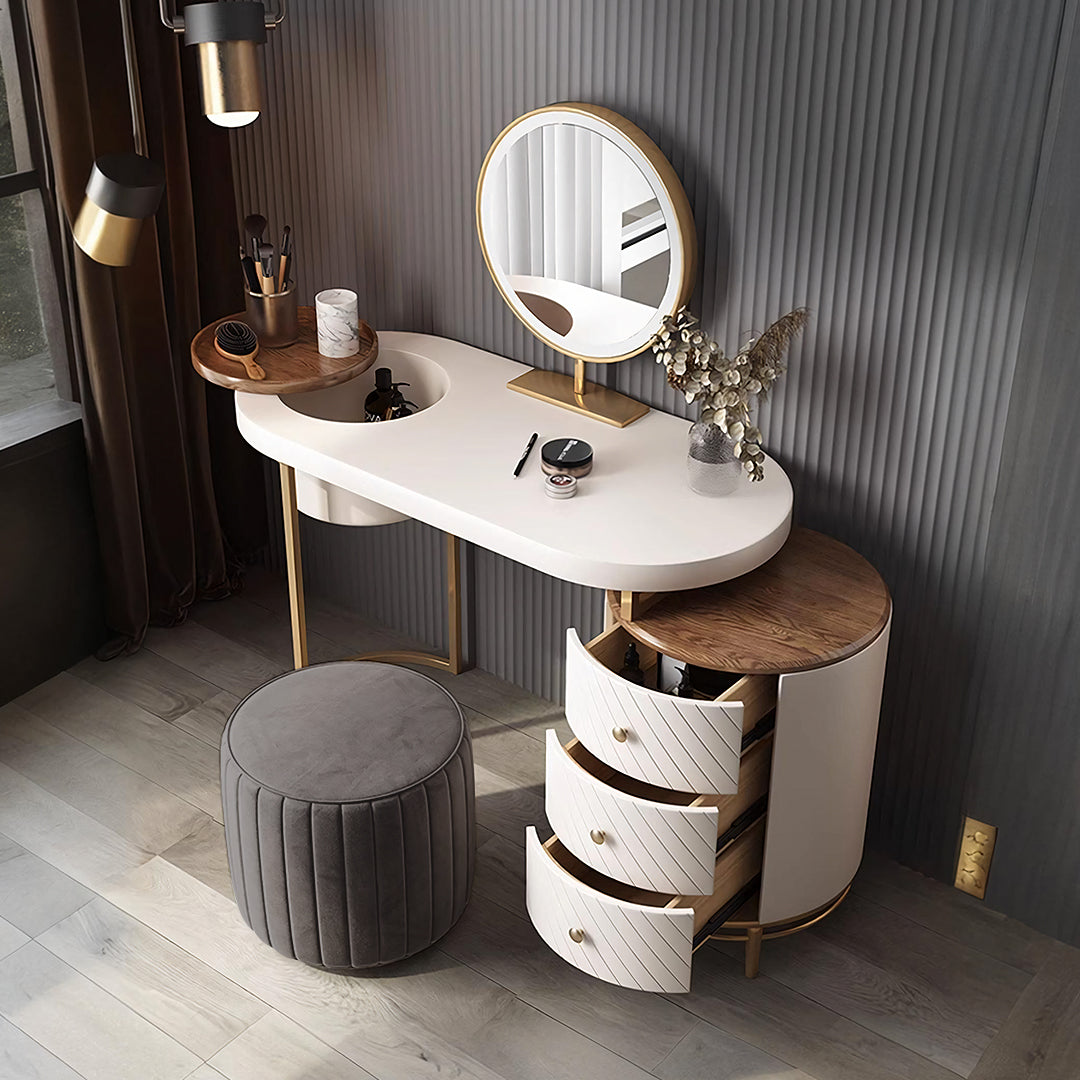 Tandy Dressing Table With LED Mirror, White,  Makeup Vanity