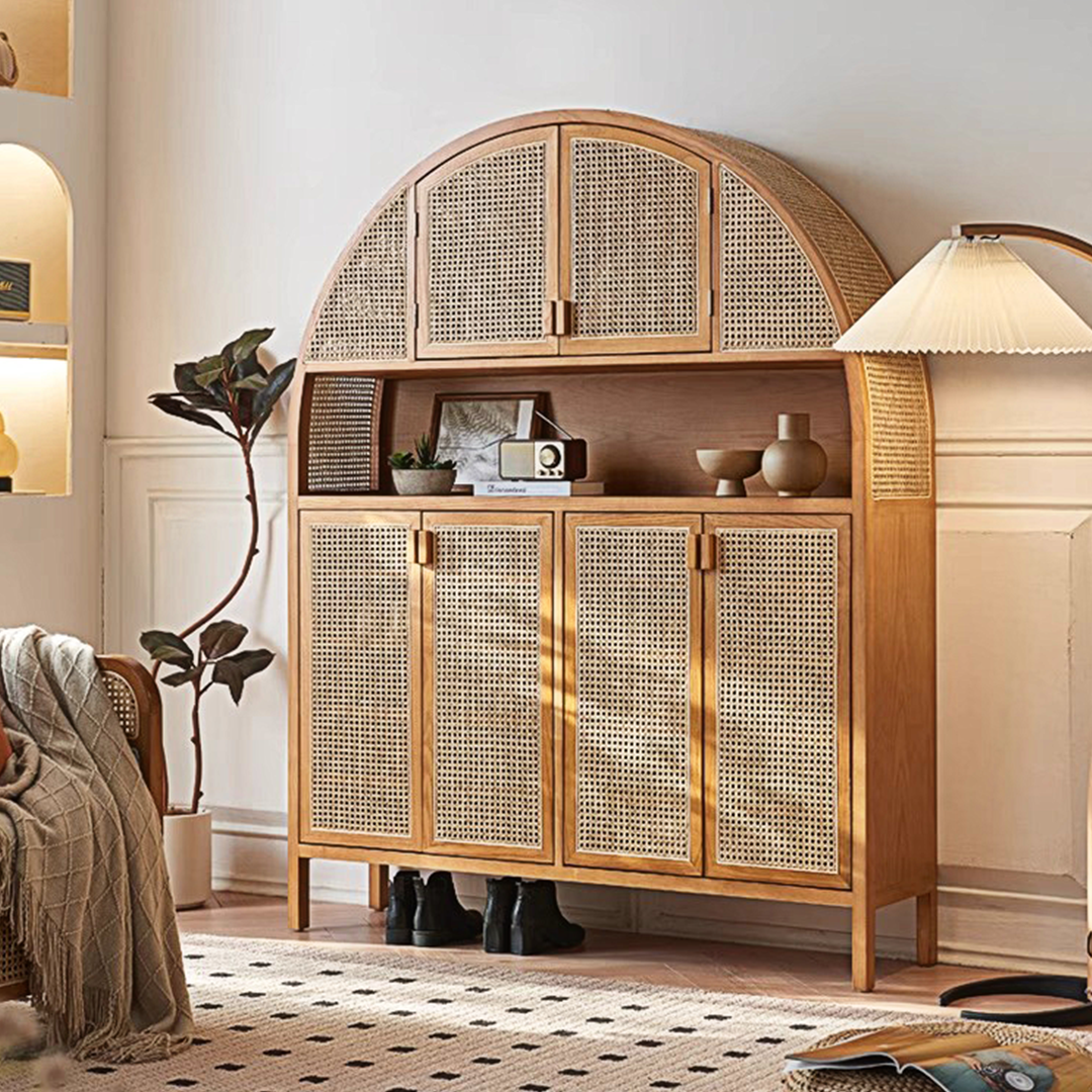 Eisha Rattan Shoe Storage, Cupboard, Solid Wood-Weilai Concept-Weilai Concept