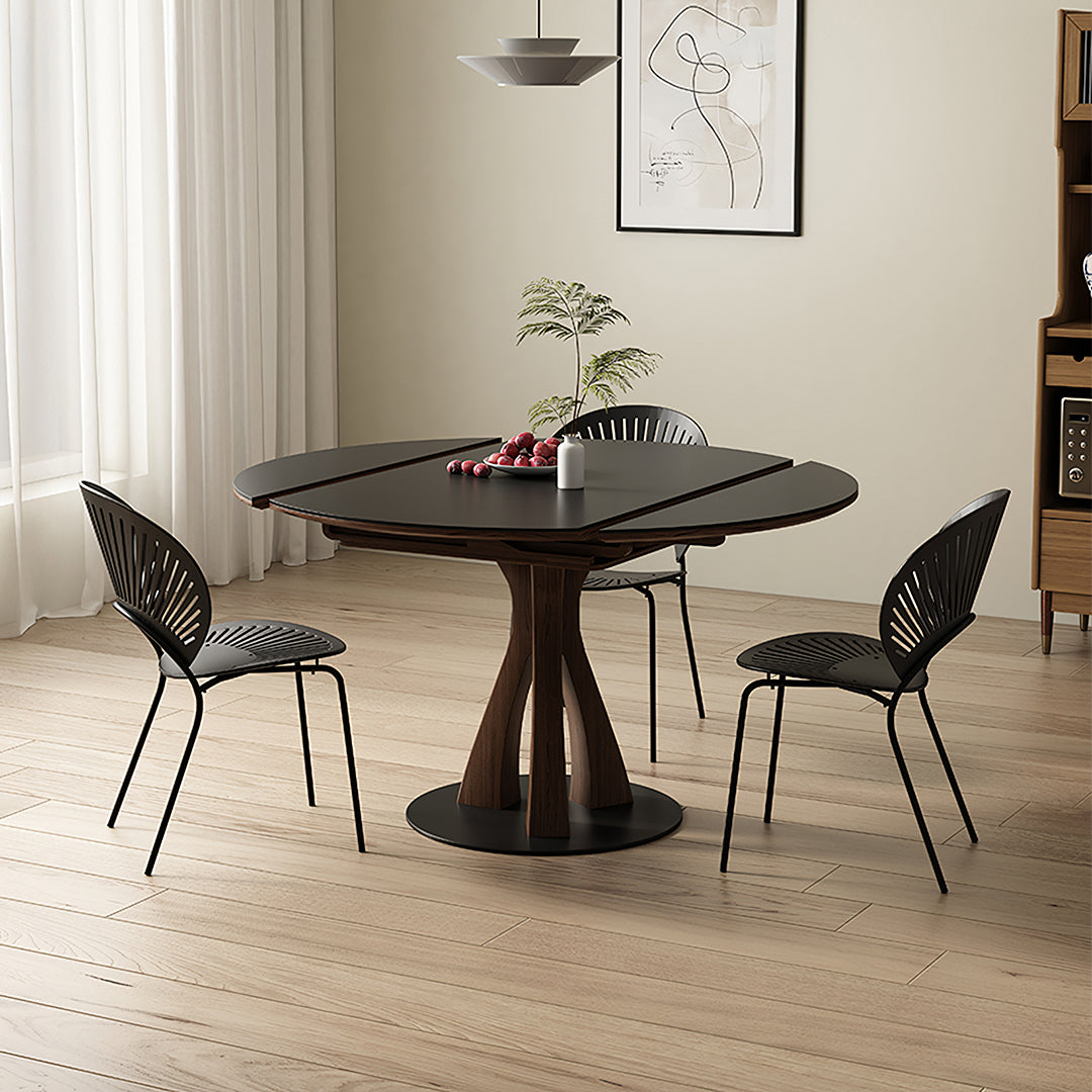 Caruso Round Folding Dining Table, Sintered Stone, Black