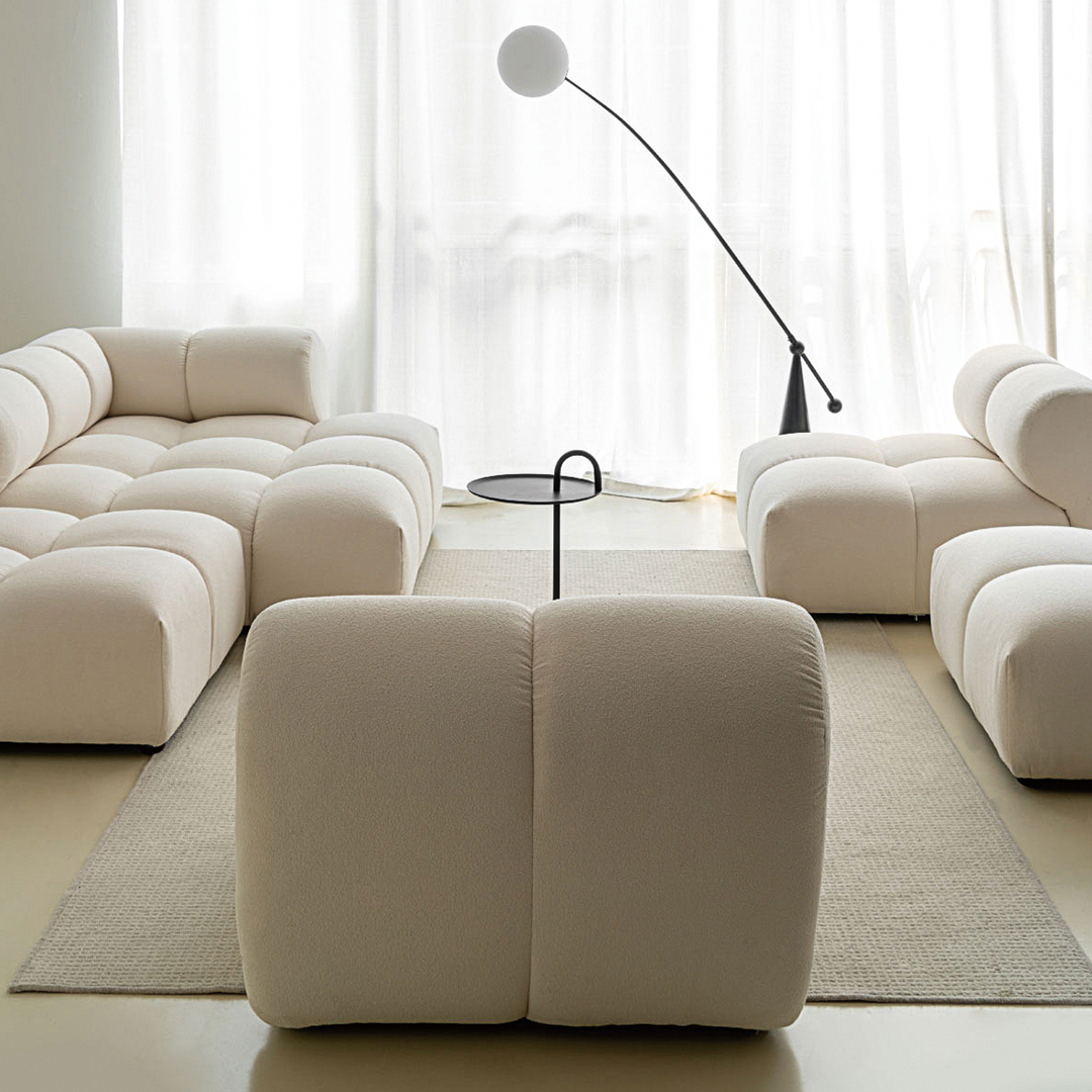 Lysander Velvet Module Three Seater, Four Seater, Five Seater Sofa, Corner Sofa, White-Weilai Concept-Weilai Concept