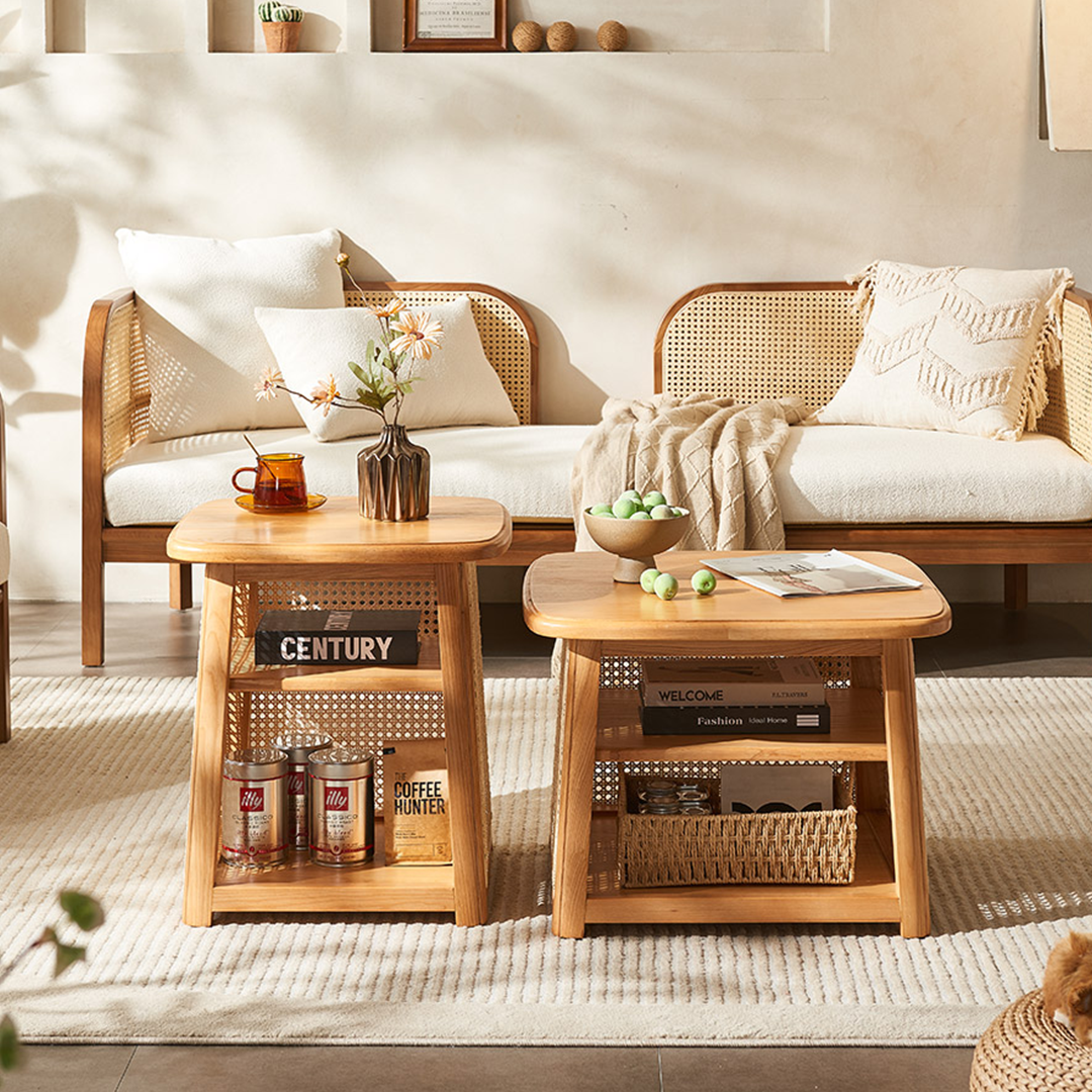 Nordic Square Coffee Table Set, Rattan-Weilai Concept-Weilai Concept