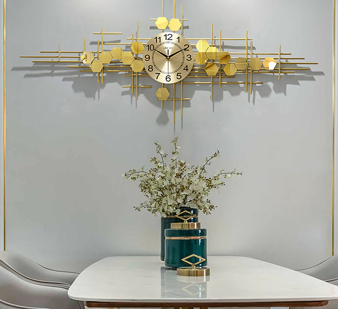 Clark Art Deco Wall Clock, Silent Clock, Gold-Weilai-Weilai Concept