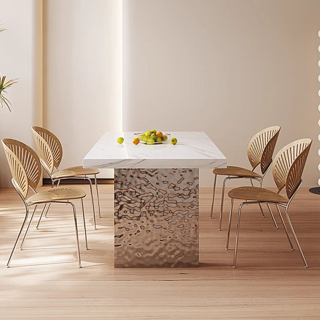 Madison Creamy Dining Table, Sintered Stone & Acrylic-Weilai Concept-Weilai Concept