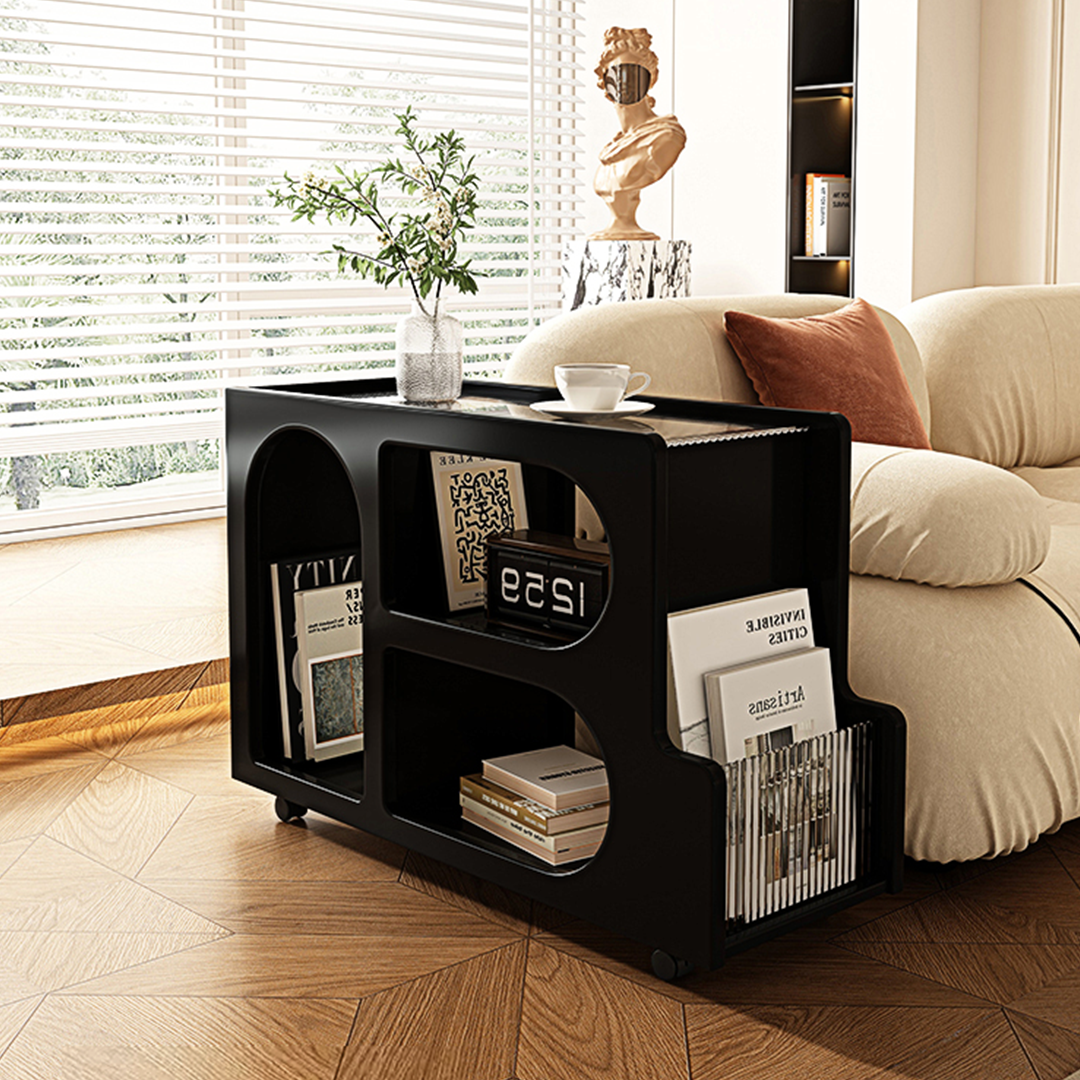 Thaddeus Trolley Style Side Table, Wood-Weilai Concept-Weilai Concept