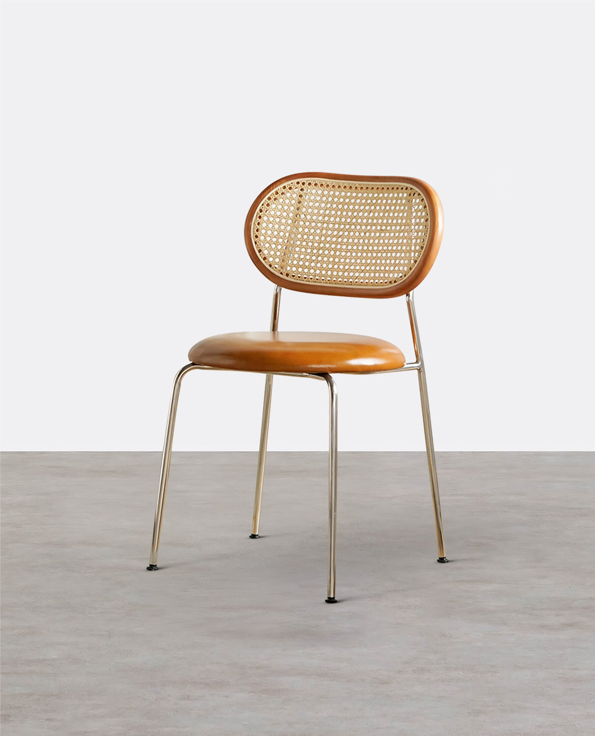 Ozzie Rattan Dining Chair, Round Seat Pad