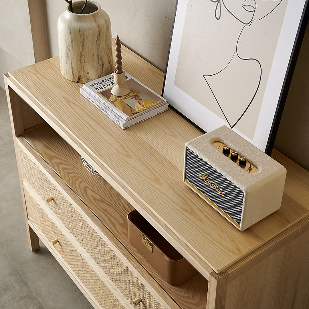 San Vintage Sideboard, Rattan & Solid Wood, Oak-Weilai Concept-Weilai Concept