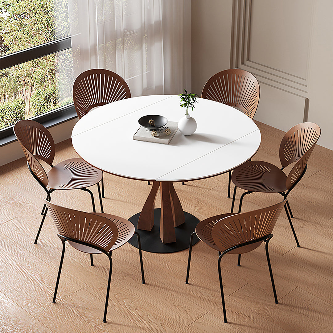 Caruso Round Extending Dining Table, Sintered Stone, White