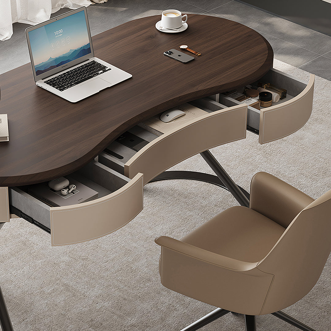 Chika Modern Office Desk For Home, Curved Office Desk, Wood-Weilai Concept-Weilai Concept